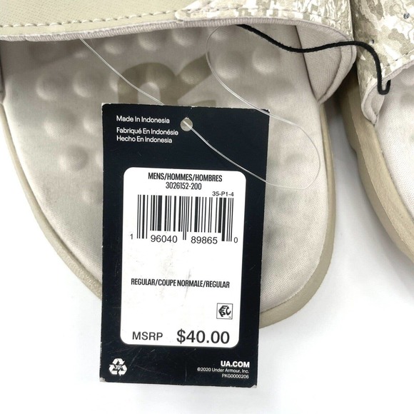 Under Armour Men's Ignite Pro Freedom Slide Sandal Men's Size 18 Khaki Cream - Picture 3 of 4